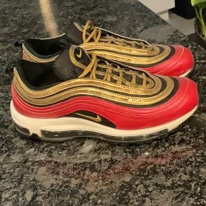 Women’s Nike Air Max size 9.5, black/red/gold sequins